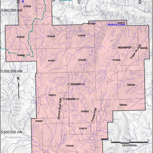 Prospect Valley claim locations and access routes