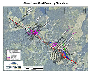 Shovelnose Gold Property Cross Sections and Plan Map