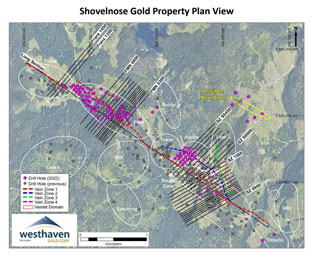 Shovelnose Gold Property Cross Sections and Plan Map