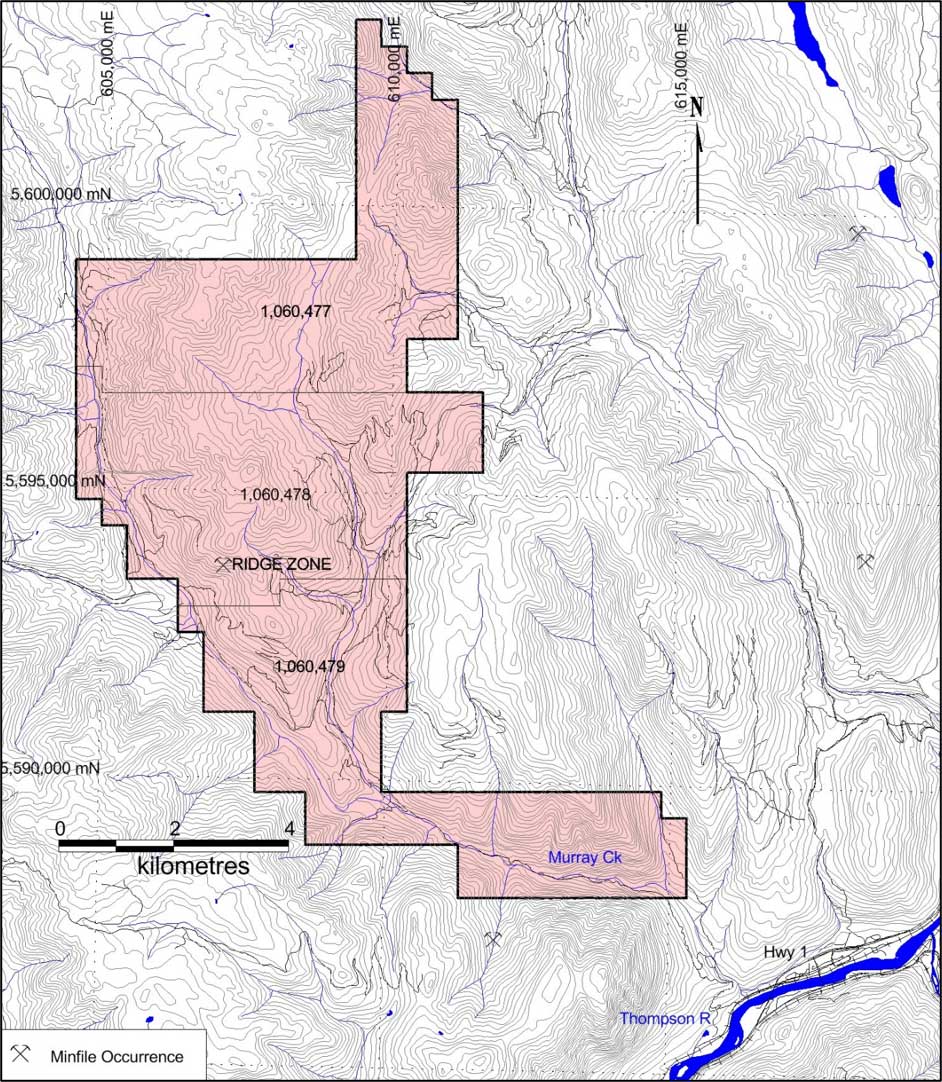 Skoonka North claim locations and showing